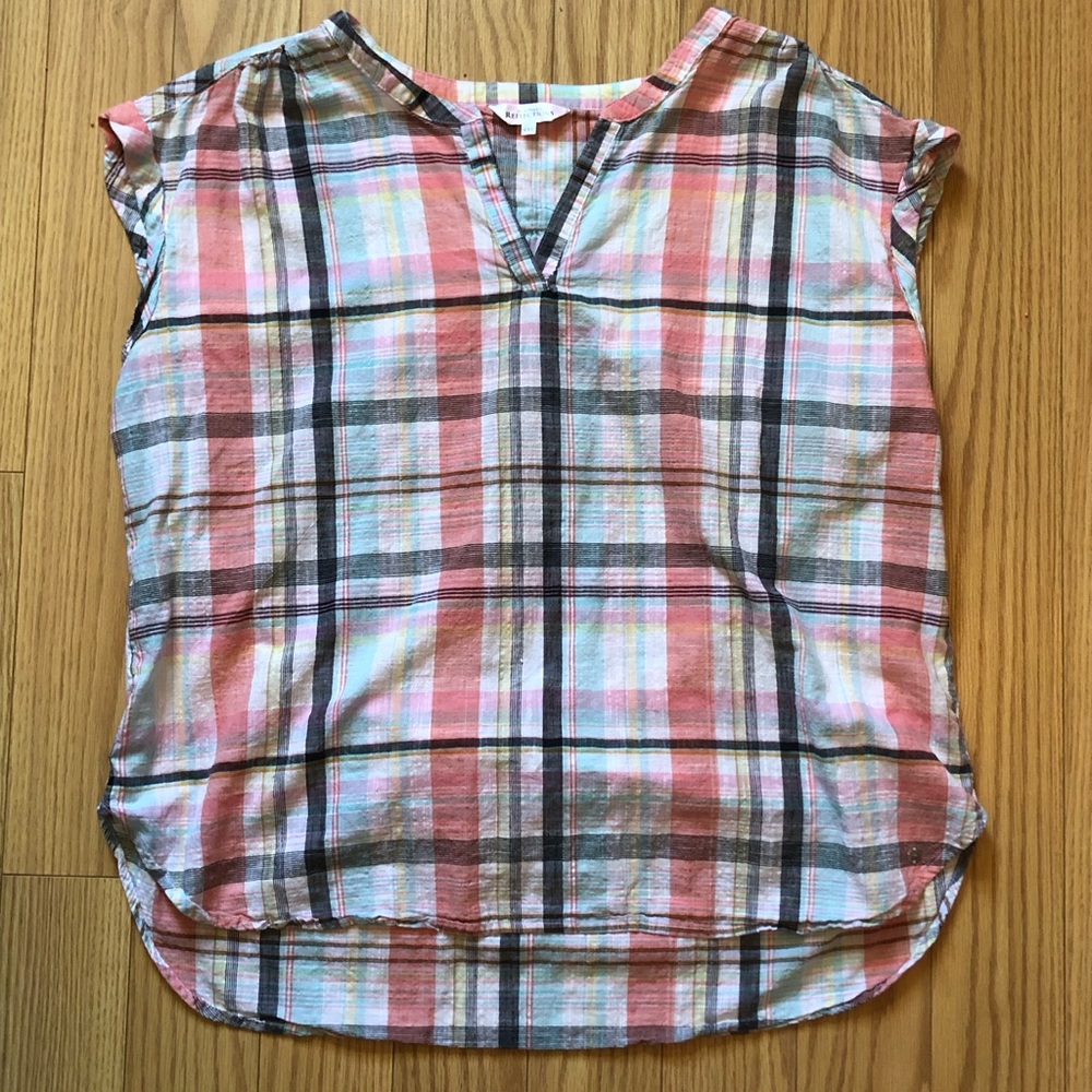 Northern Reflections Pink and Black Plaid Blouse